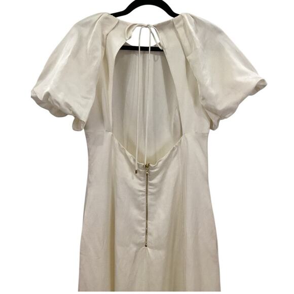 Rebecca Vallance Aimee Open Back Sateen Midi Dress In Ivory Size 2 - Picture 13 of 16